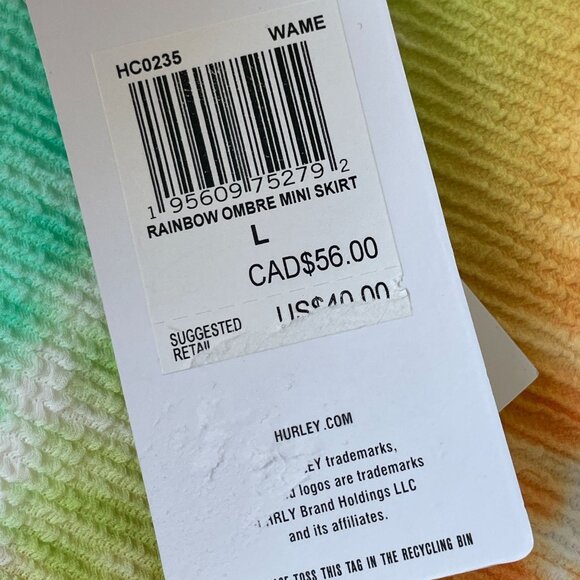 Hurley Womens Large Ombre Rainbow Cover Up Mini Skirt Stretch - Picture 4 of 10